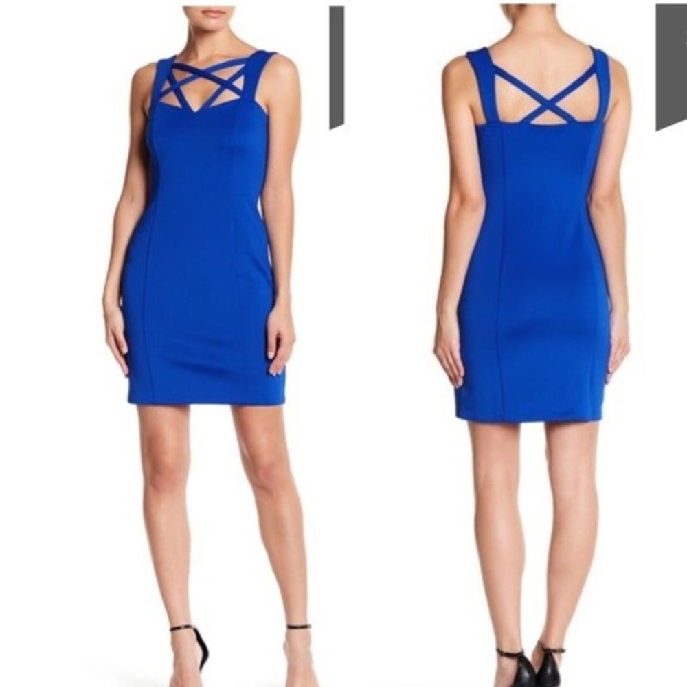 Eliza J Cobalt Blue Bodycon Strappy Cocktail Dress (6)